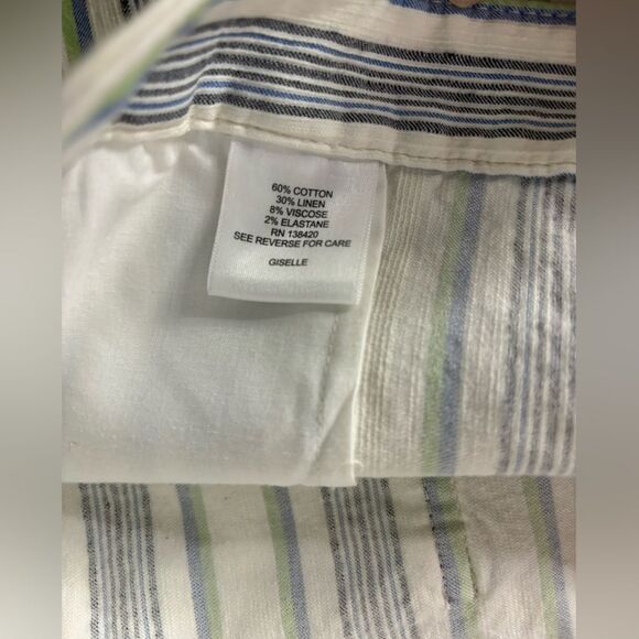 Per Se Crop Low Waist 70s Cotton Linen Blend Striped Giselle Jeans Size 8 - Picture 7 of 11